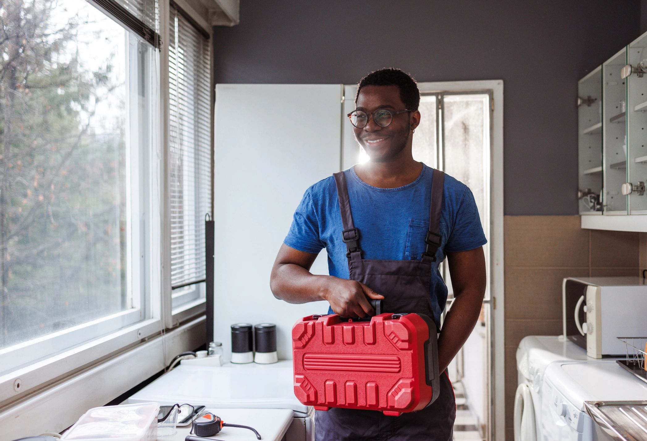 Satisfied appliance repair customer portrait