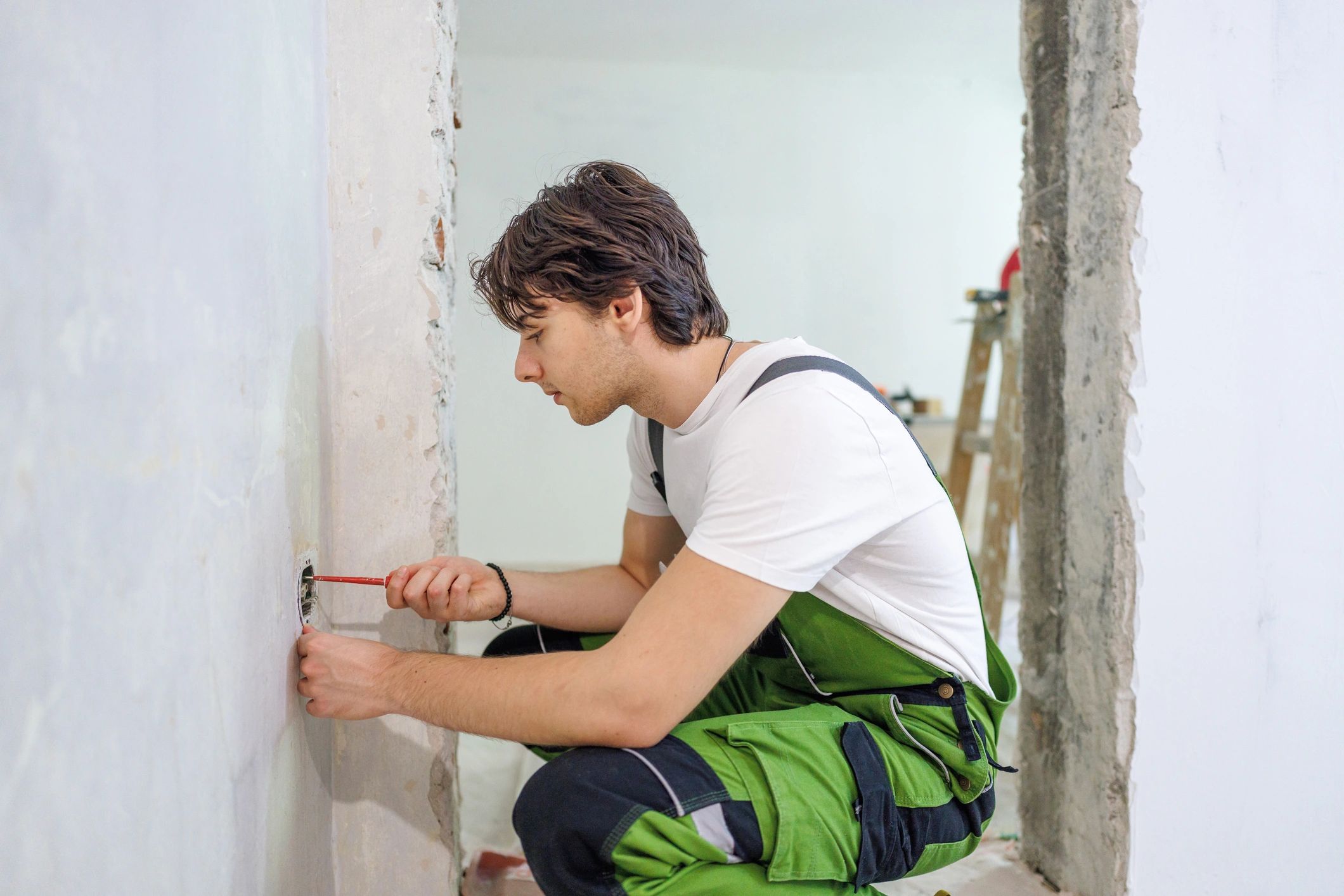 Technician performing service work on site
